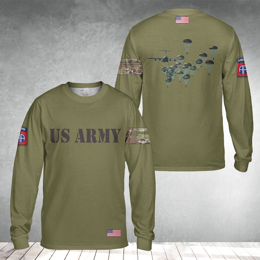 US Army Paratroopers With The 82nd Airborne Division Parachute Long Sleeve Shirt