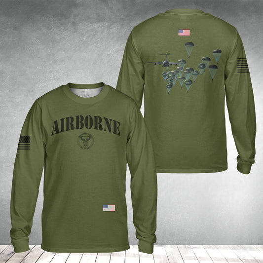 US Army Paratroopers With The 82nd Airborne Division Parachute Long Sleeve Shirt
