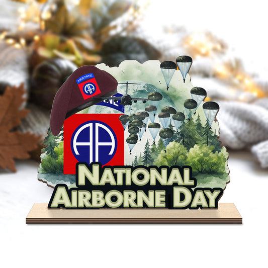 US Army Paratroopers With The 82nd Airborne Division Parachute National Airborne Day Custom Shape Wood Standee