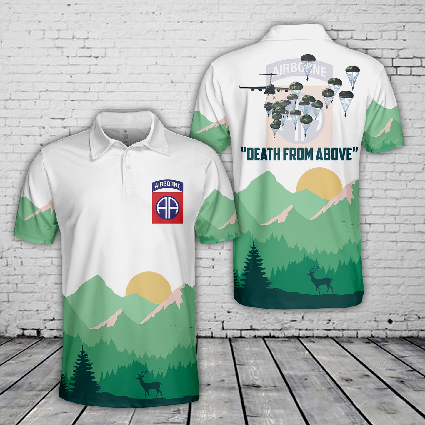 US Army Paratroopers With The 82nd Airborne Division Parachute Polo Shirt