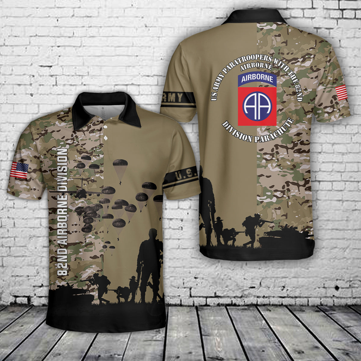 US Army Paratroopers With The 82nd Airborne Division Parachute Polo Shirt