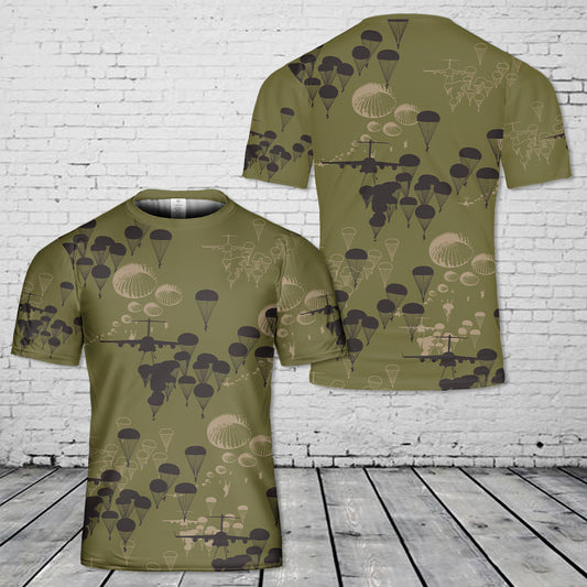 US Army Paratroopers With The 82nd Airborne Division Parachute Silhouettes T-Shirt 3D