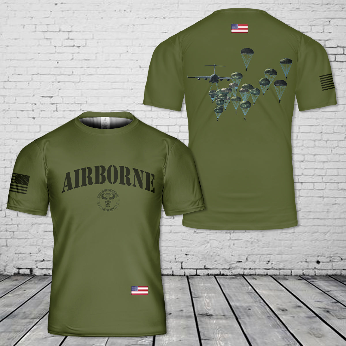 US Army Paratroopers With The 82nd Airborne Division Parachute T-Shirt 3D