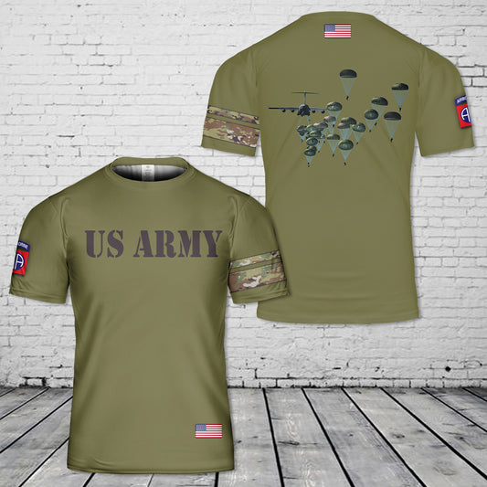 US Army Paratroopers With The 82nd Airborne Division Parachute T-Shirt 3D