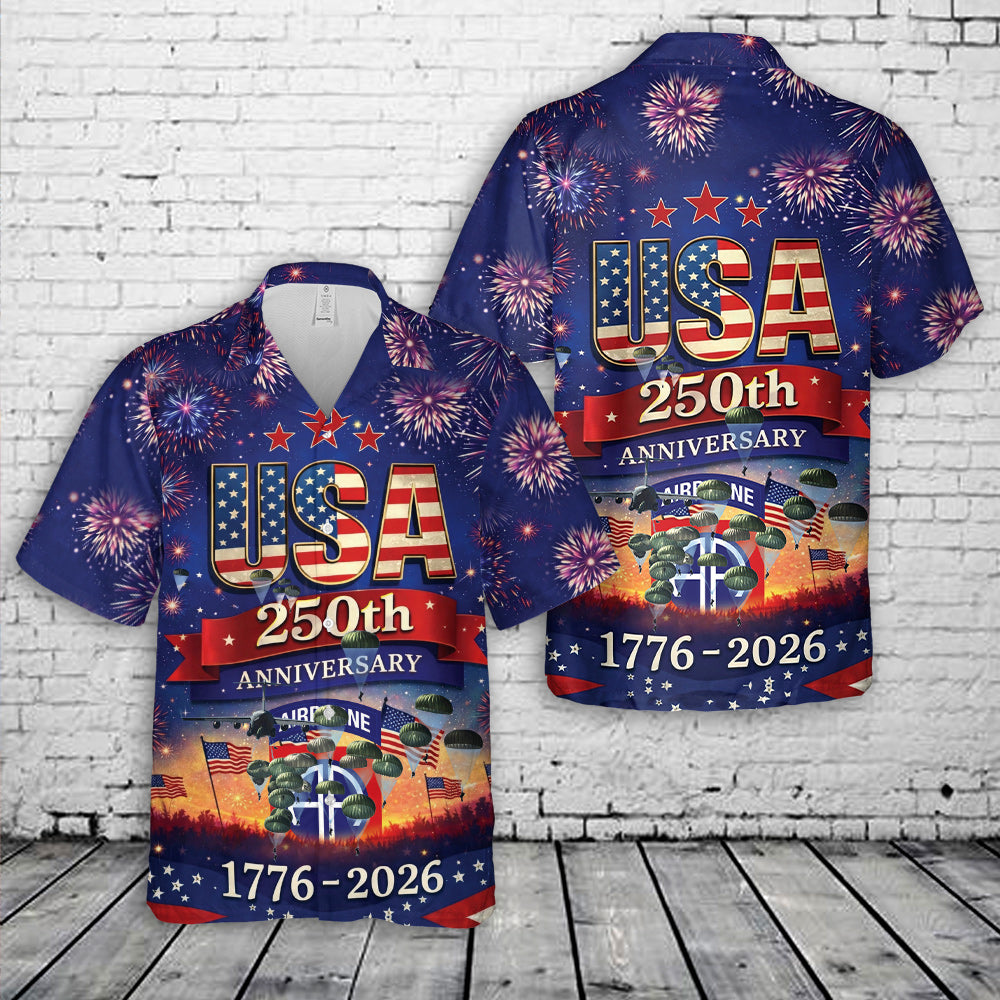 US Army Paratroopers With The 82nd Airborne Division Parachute, 250th Anniversary 1776-2026 Hawaiian Shirt