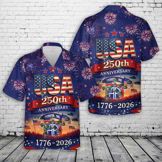 US Army Paratroopers With The 82nd Airborne Division Parachute, 250th Anniversary 1776-2026 Hawaiian Shirt
