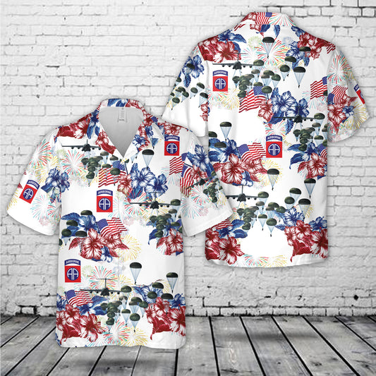 US Army Paratroopers With The 82nd Airborne Division Parachute, 4th Of July Hawaiian Shirt