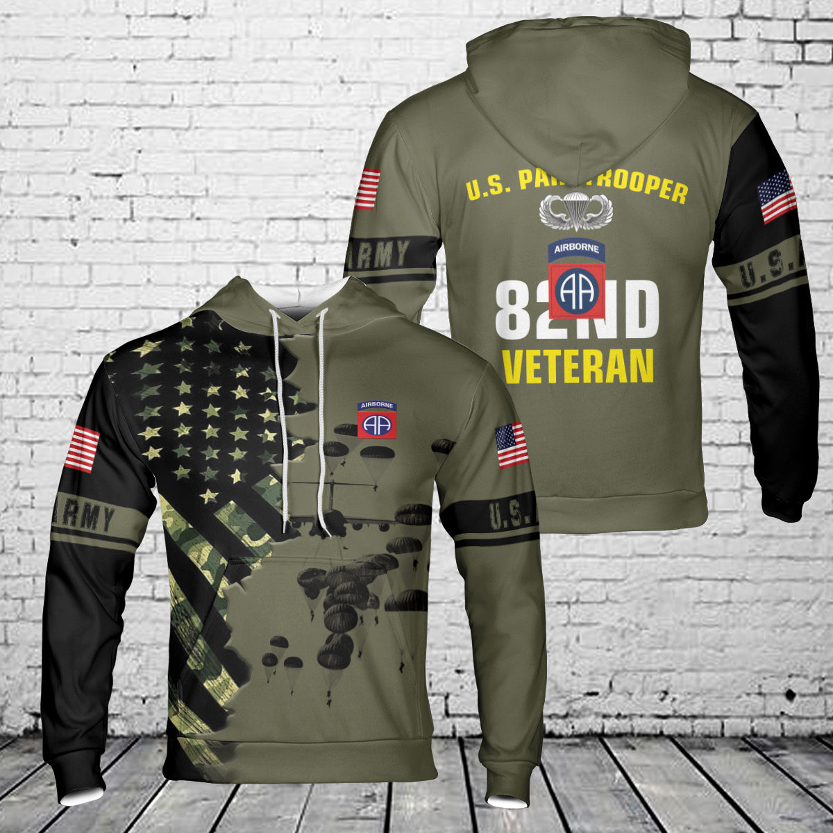 US Army Paratroopers With The 82nd Airborne Division Veteran 3D Hoodie