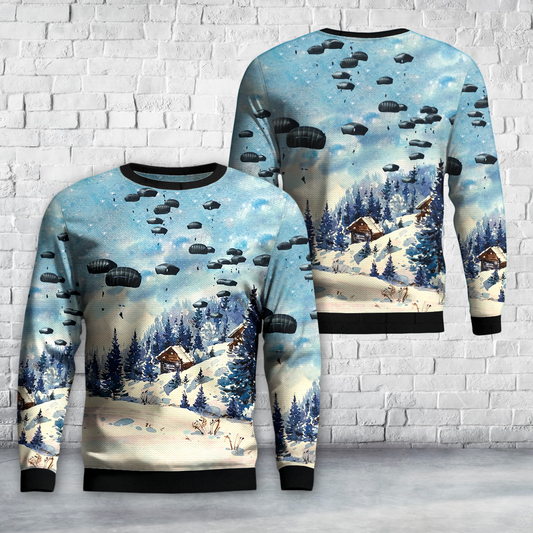 US Army Paratroopers from Alaska Jump “Down Under” Christmas AOP Sweater