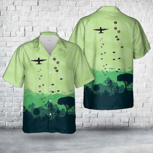 US Army Paratroopers C-130 Hercules aircraft during Exercise SOLID SHIELD 87 Hawaiian Shirt