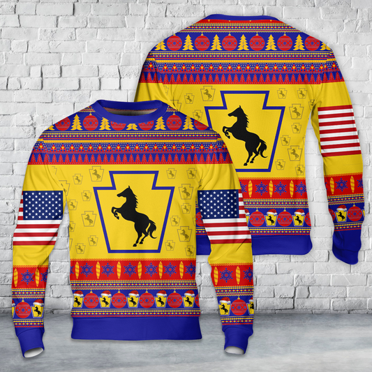 US Army Pennsylvania Army National Guard 55th Maneuver Enhancement Brigade (55th MEB) Christmas AOP Sweater