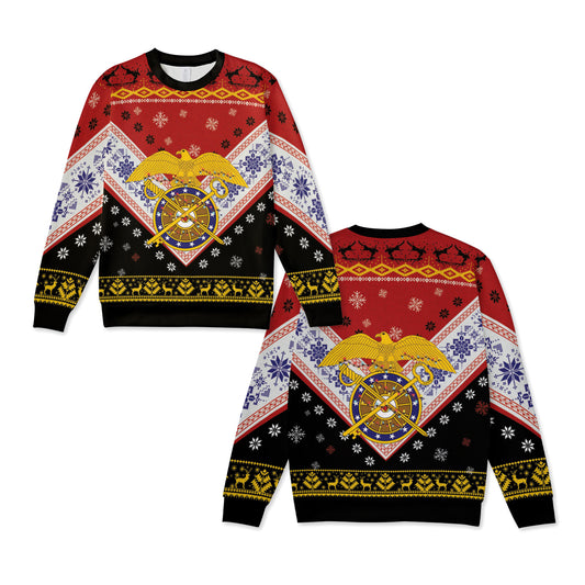 US Army Quartermaster Corps Branch Insignia Christmas Knitted Sweater
