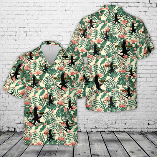 US Army Sikorsky UH-60 Black Hawk Military Helicopter Hawaiian Shirt