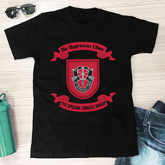 US Army Special 7th Special Forces Group (7th SFG)(A) - Green Berets Classic Unisex T-Shirt Gildan 5000 (Made In US)
