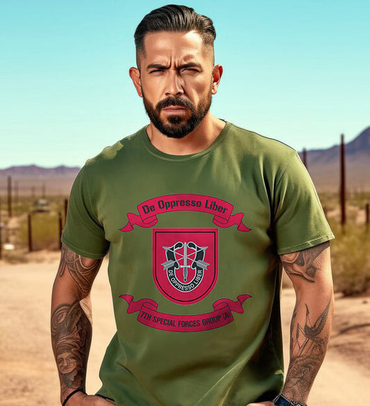 US Army Special 7th Special Forces Group (7th SFG)(A) Classic Unisex T-Shirt Gildan 5000 (Made In US)