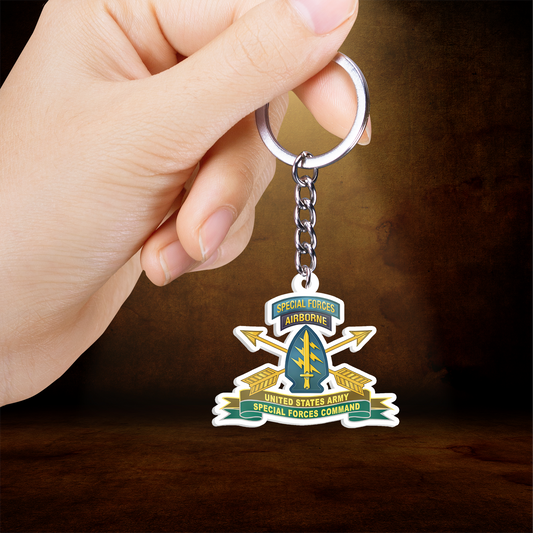 US Army Special Force Airborne Special Operations Command Custom shape 2-layer Acrylic Keychain