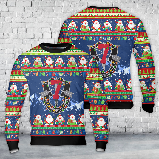 US Army Special Forces 7th Special Forces Group (Airborne) (7th SFG) (A) AOP Christmas Sweater