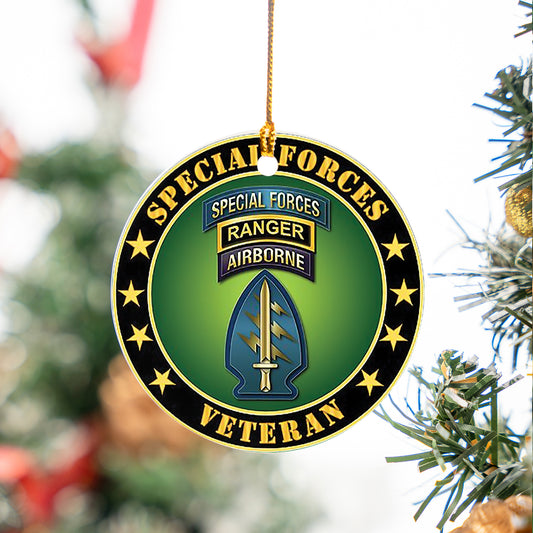 US Army Special Forces Ranger Veteran Ceramic Ornament