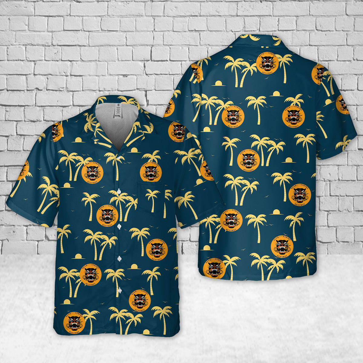 US Army Tank Destroyer Battalion WW2 Pocket Hawaiian Shirt