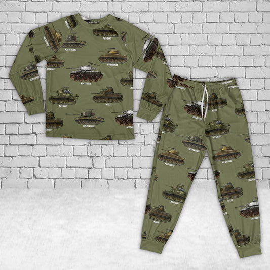US Army Tank Of WWII Kid Raglan Pajamas Set