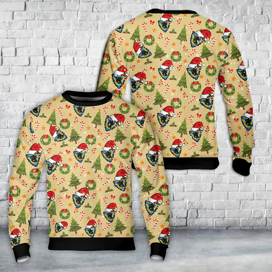 US Army Texas Army National Guard 71st Expeditionary Military Intelligence Brigade (EMIB) Christmas AOP Sweater