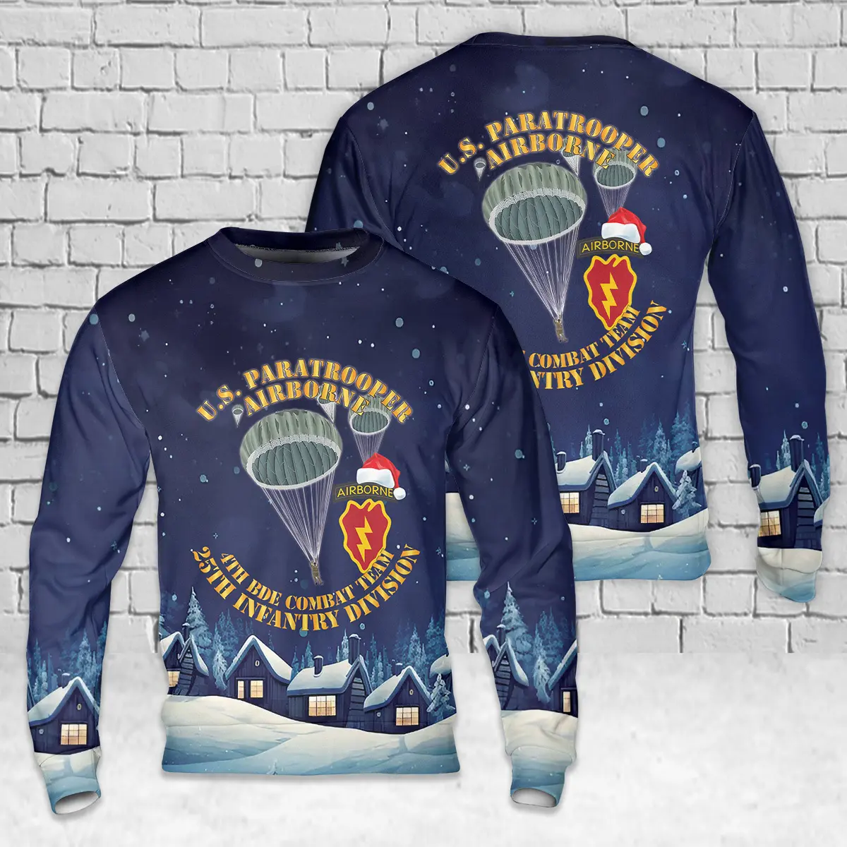 US Army US Paratrooper - 4th Bde Cbt Tm - 25th Infantry Di AOP Christmas Sweater