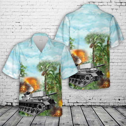US Army Vietnam War 1972 M48 Patton tanks Hawaiian Shirt