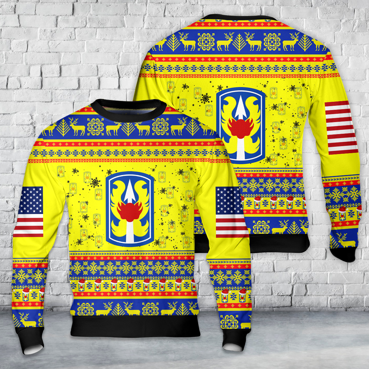 US Army 199th Infantry Brigade (Light) Christmas AOP Sweater