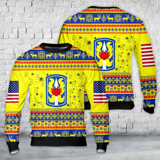 US Army 199th Infantry Brigade (Light) Christmas AOP Sweater