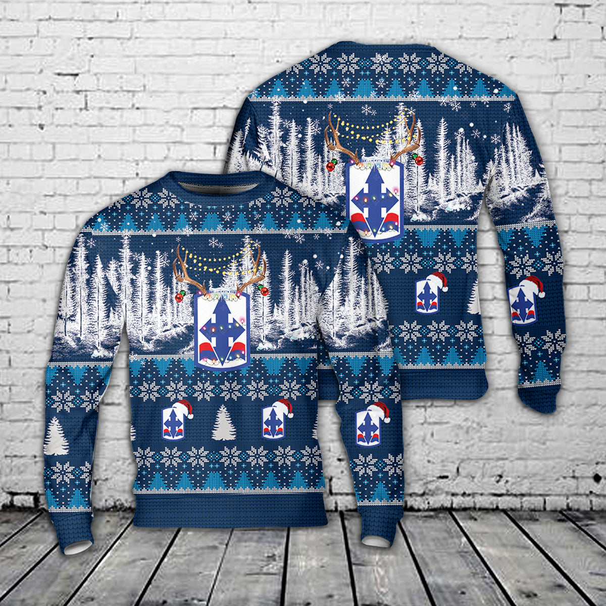 US Army Hawaii Army National Guard 29th Infantry Brigade Combat Team Christmas AOP Sweater