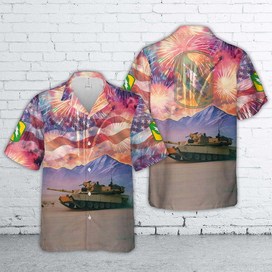 US Army M1A2 Abrams Tank 155th Armored Brigade Combat Team, Mississippi Army National Guard, 4th Of July Hawaiian Shirt