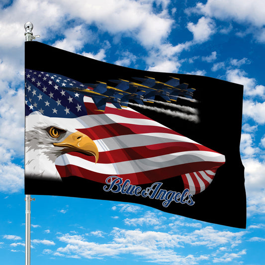 US Blue Angels Eagle Patriotic House Flag