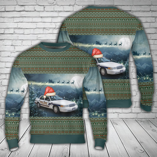 US Capital Police Cruiser Ford Crown Vic Christmas AOP Sweater