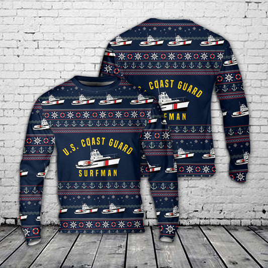 US Coast Guard 44 Motor Lifeboat Surfman Christmas Sweater