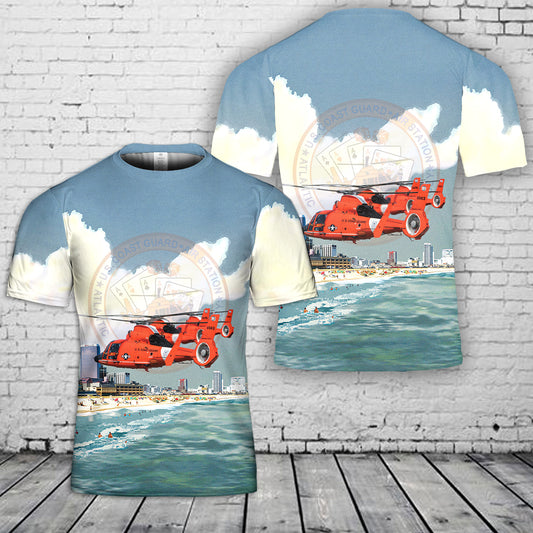US Coast Guard Air Station Atlantic City MH-65E Dolphin 3D T-Shirt