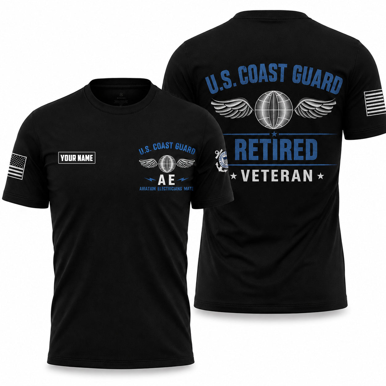 US Coast Guard Aviation Electricians Mate AE Retired Veteran 3D T-Shirt