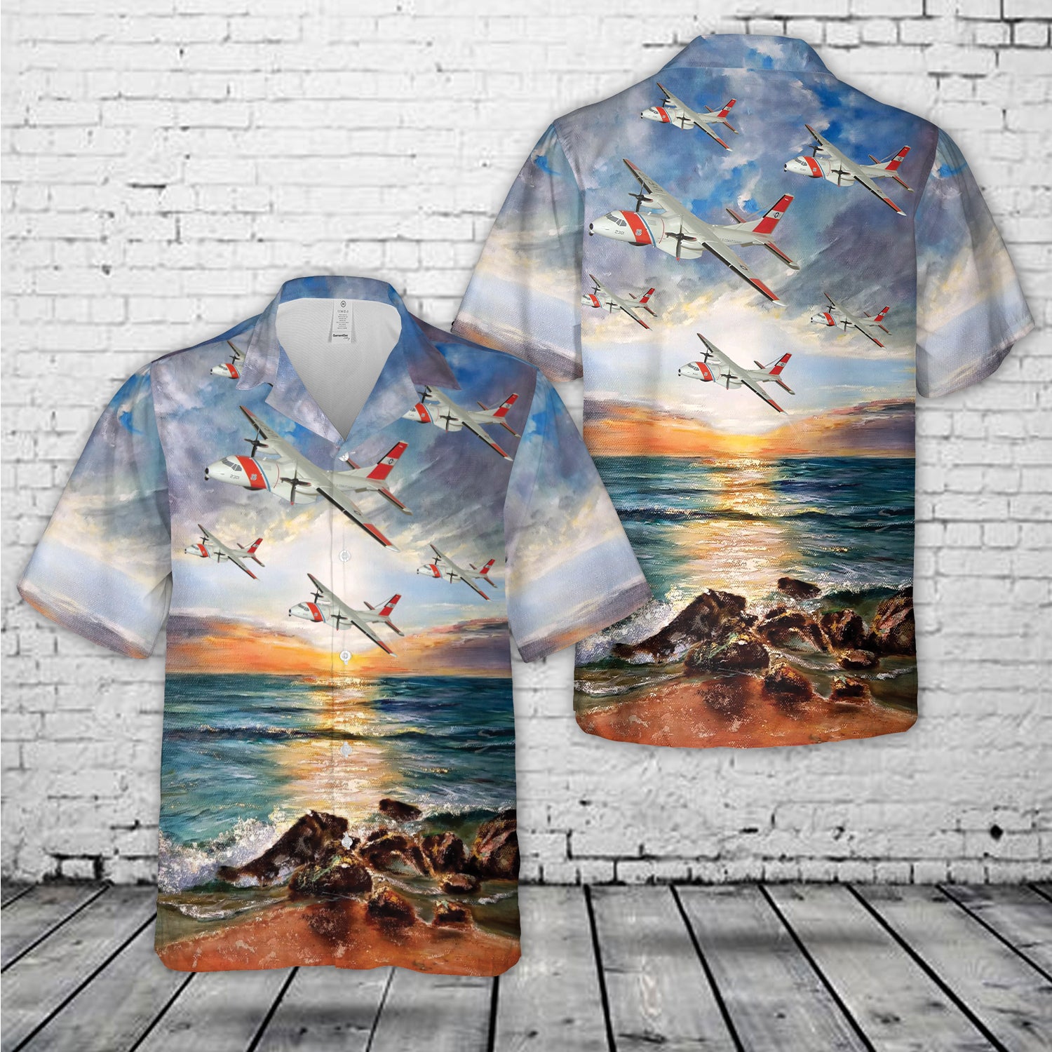 US Coast Guard HC-144 Ocean Sentry Hawaiian Shirt