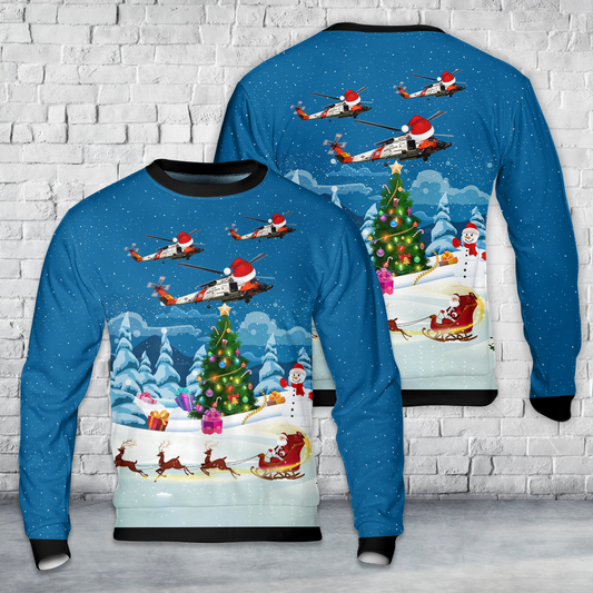 US Coast Guard Sikorsky HH-60J Jayhawk (S-70B-5) Christmas AOP Sweater