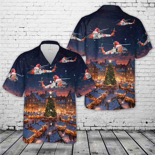 US Coast Guard Sikorsky MH-60 Jayhawk Helicopter Christmas Hawaiian Shirt