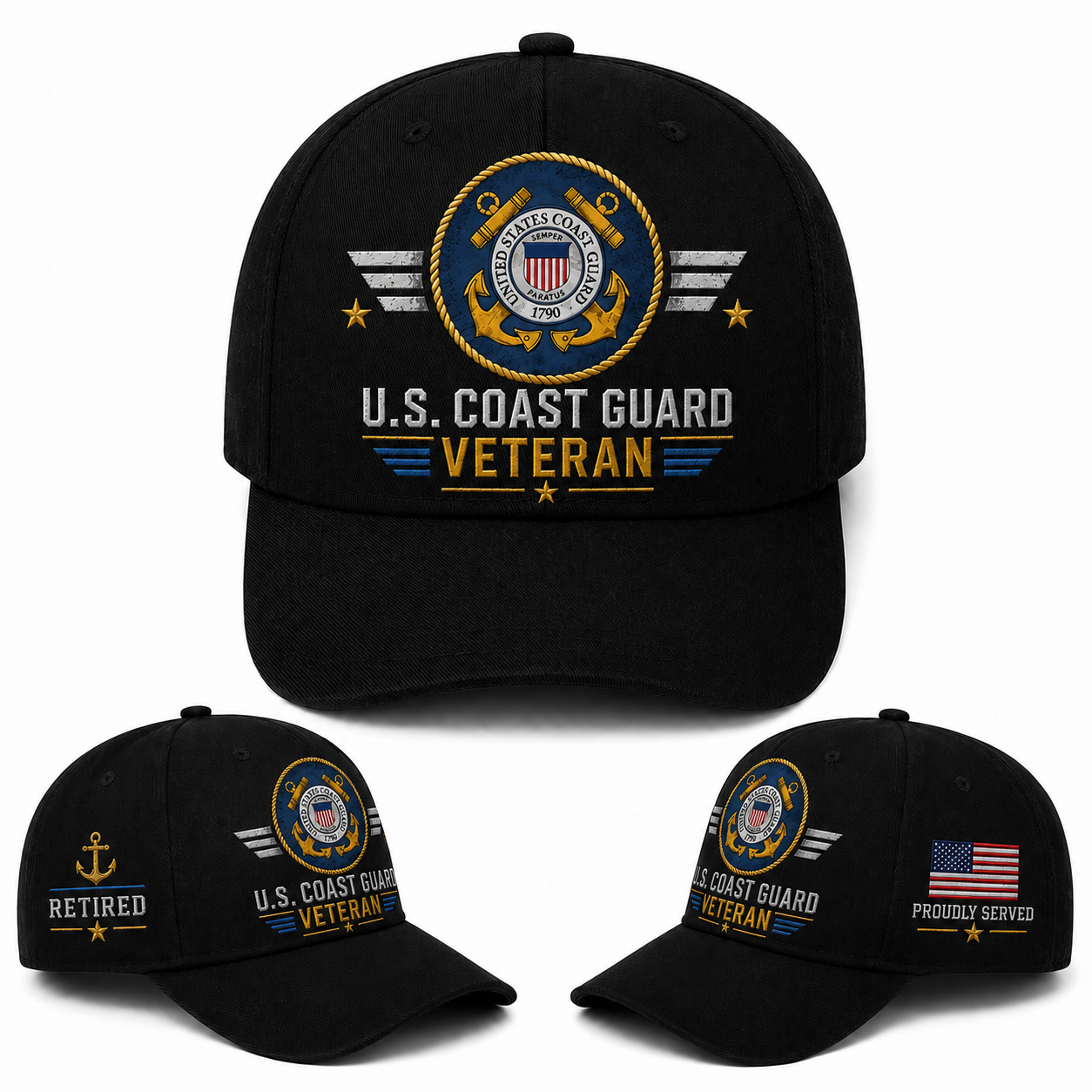US Coast Guard Veteran Retired Veteran Baseball Cap