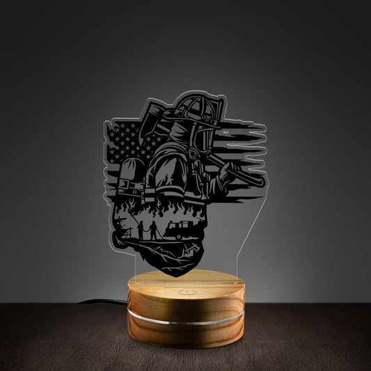 US Fire Fighter Photo Night Light