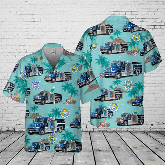 US Hiwassee Dam Fire Department Pocket Hawaiian Shirt
