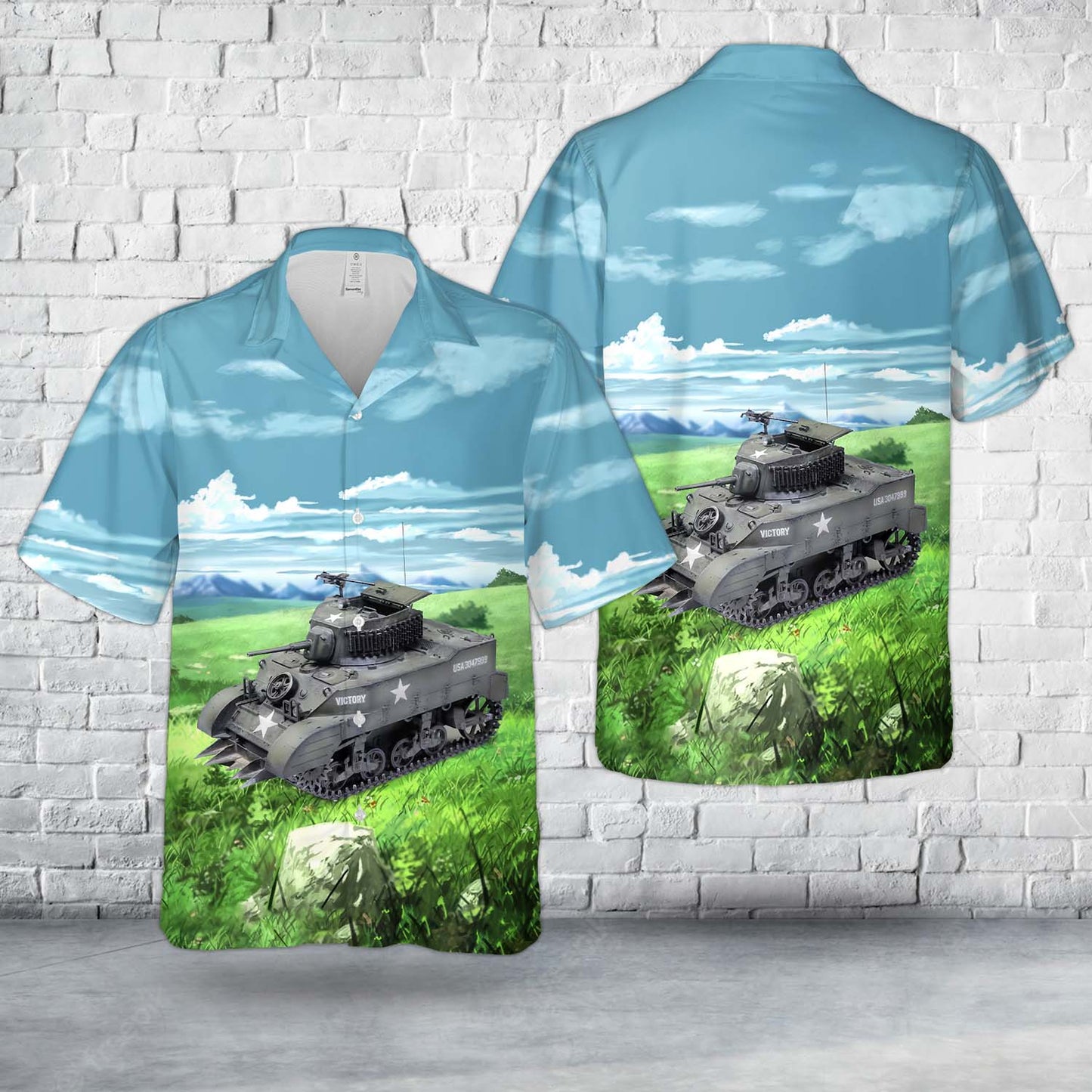 US Army M5A1 Light Tank WWII Hawaiian Shirt