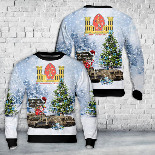 US Marine Corps M1150 Assault Breacher Vehicle and M88A2 Hercules Of 2nd Combat Engineer Battalion Christmas Sweater