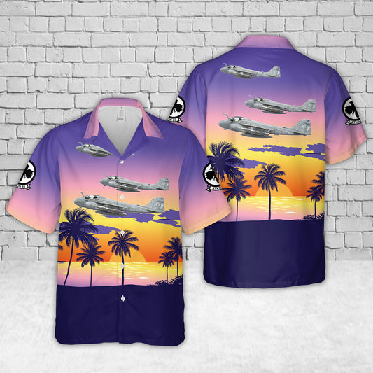 US Navy A-6E Intruder VA-85 Black Falcons, AA501 / 161685. CVW-13, USS Saratoga CV-60 - 1986 Hawaiian Shirt