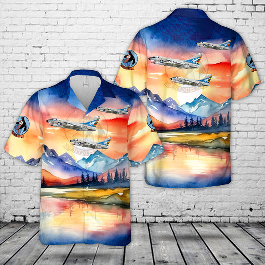 US Navy A-7E Corsair II VA-97 Warhawks, NK300 / 156872. CVW-14, USS Coral Sea CV-43 - 1980 Hawaiian Shirt