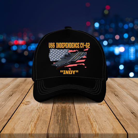 US Navy Aircraft Carrier USS Independence CV-62 Veterans Day Baseball Cap