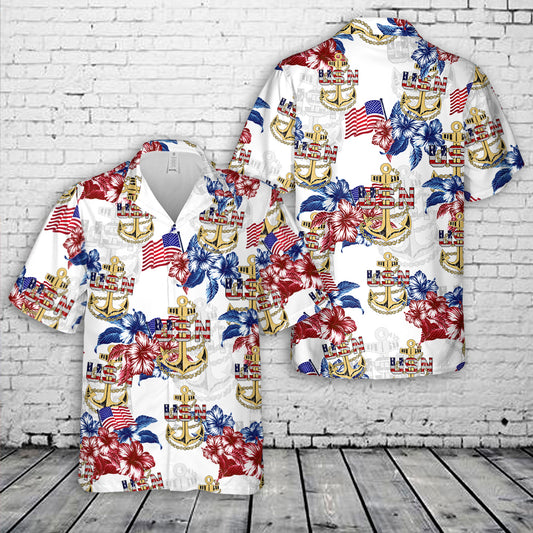 US Navy Anchor Flag Hawaiian Shirt