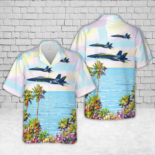 US Navy Blue Angels #3 F/A-18C Hawaiian Shirt