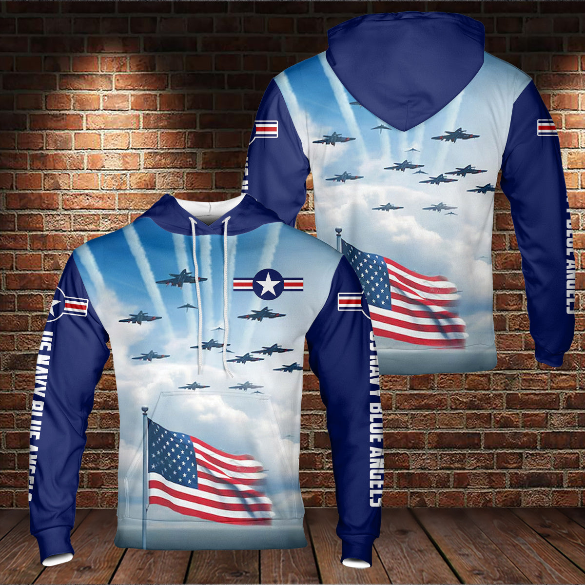 US Navy Blue Angels American Patriotic 3D Hoodie